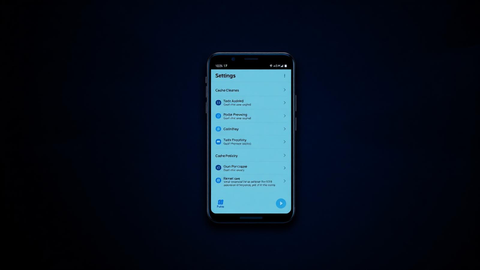 An Android phone showing a settings cleanup screen against a dark blue background