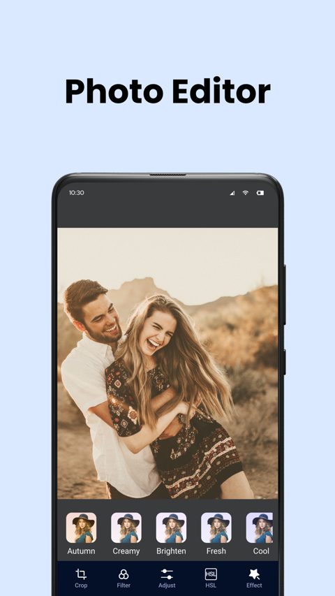 Editing a photo with filters inside the Gallery app