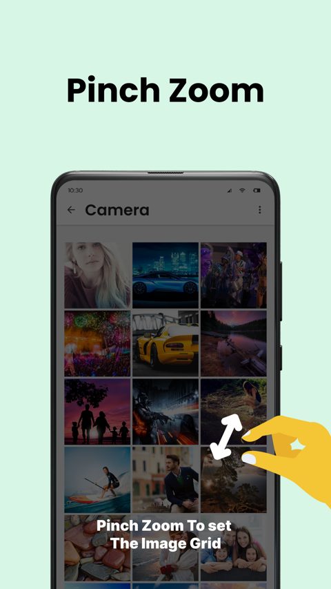 Pinch-zoom adjusting the photo grid density